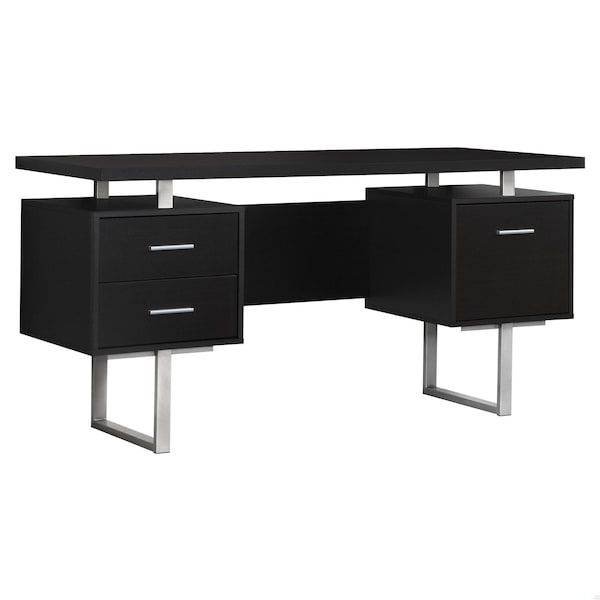 Homeroots 30.25 in. Particle Board & Silver Metal Computer Desk with a Hollow Core 333366 - main